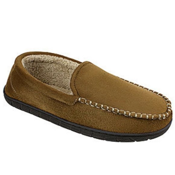 Men’s Slippers Size XXL 13 Douglas Weekender Moccasin With Memory Foam Tan - Picture 1 of 12
